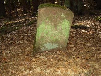 Nahaufnahme des Grenzsteins von Hausener Seite aus